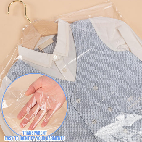 AYZTKUX reusable dry cleaning plastic bags for sustainable wardrobe protection.