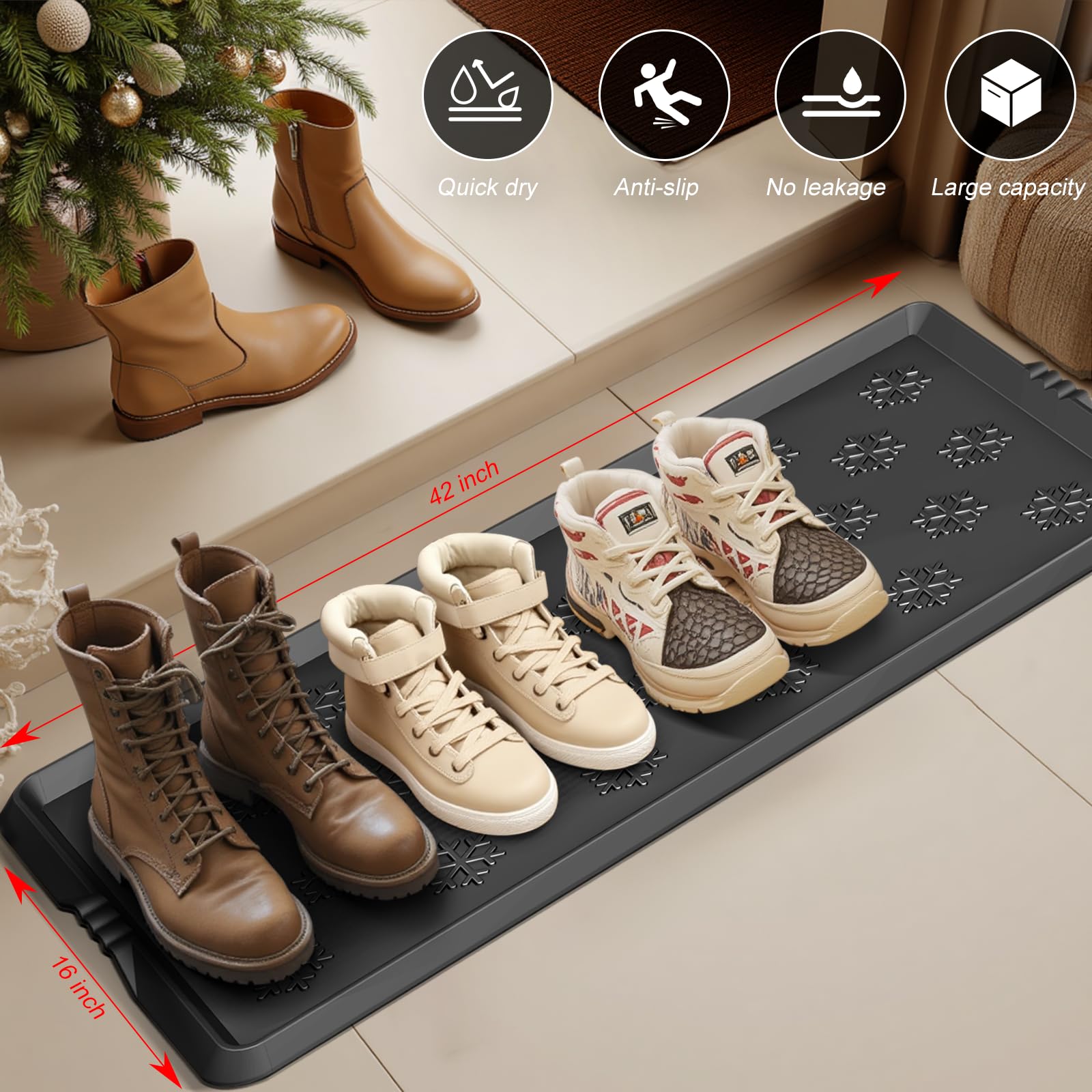 Azadx boot tray traps mud and water, protecting flooring.