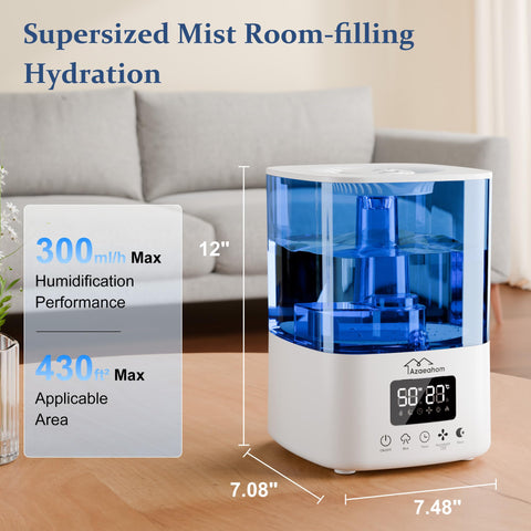 Azaeahom 4L tank humidifier supporting longer operation with fewer refills.