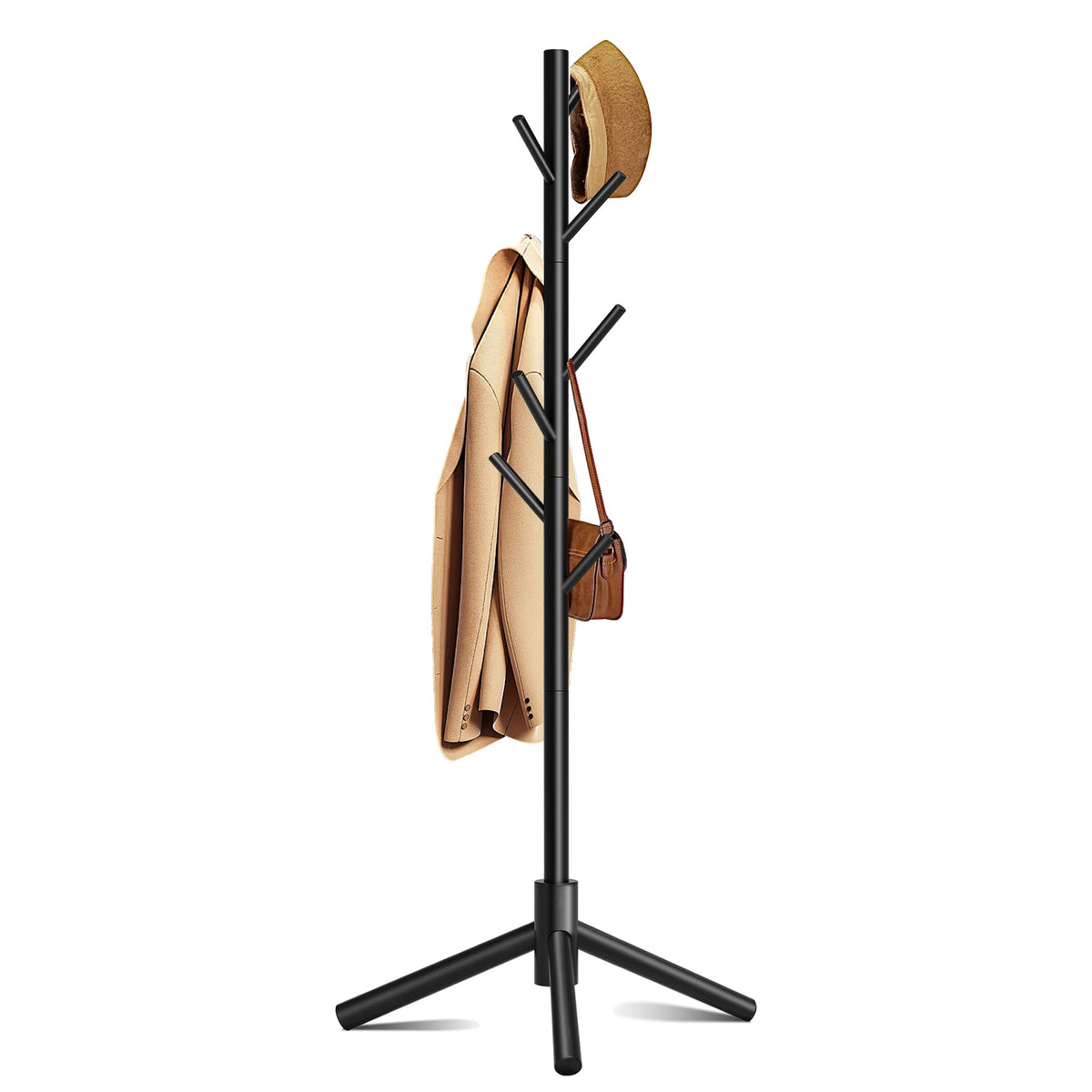 Azaeahom coat rack with eight hooks keeps entryway items organized.