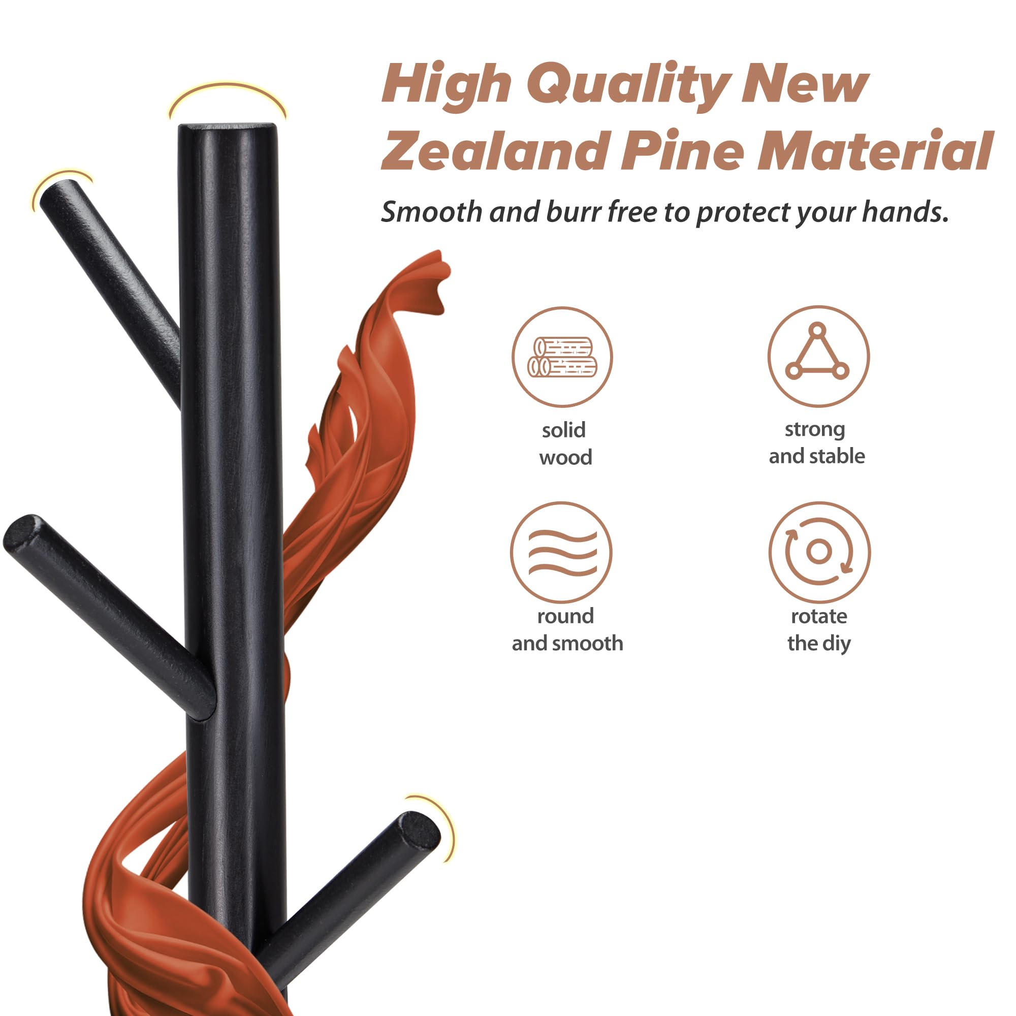 Azaeahom coat rack assembly image highlights tool-free setup.