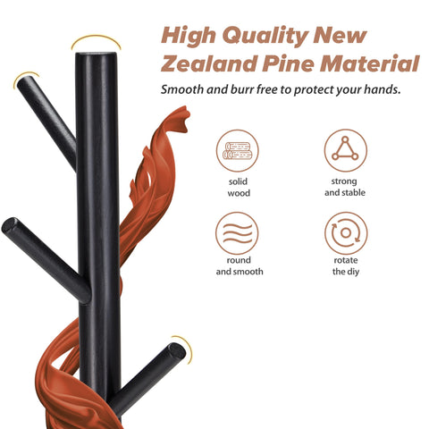 Azaeahom coat rack assembly image highlights tool-free setup.