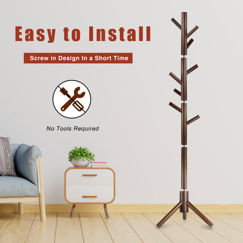 Easy tool-free assembly of the Azaeahom coat rack.