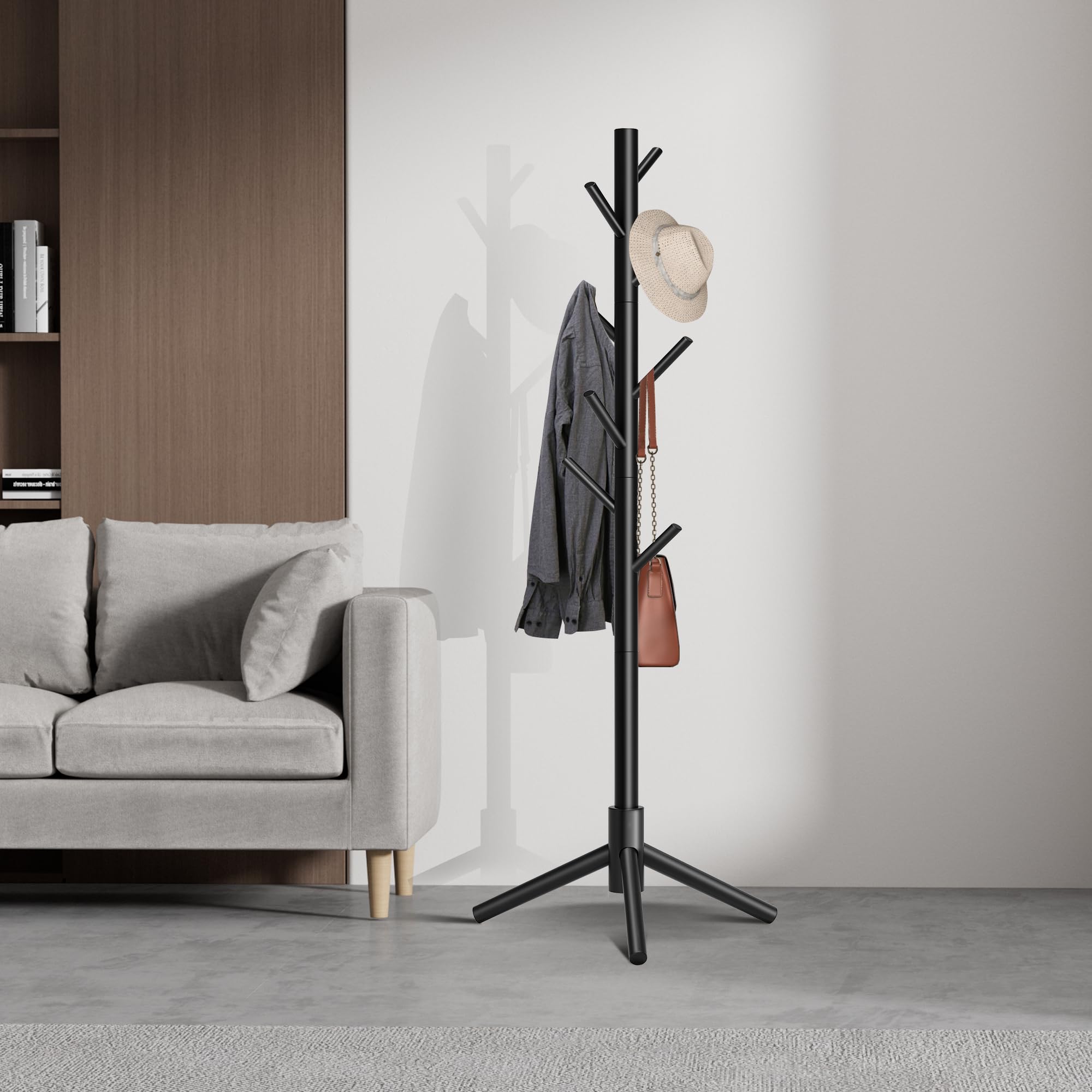 Azaeahom coat rack height-adjustment options fit kids to adults.