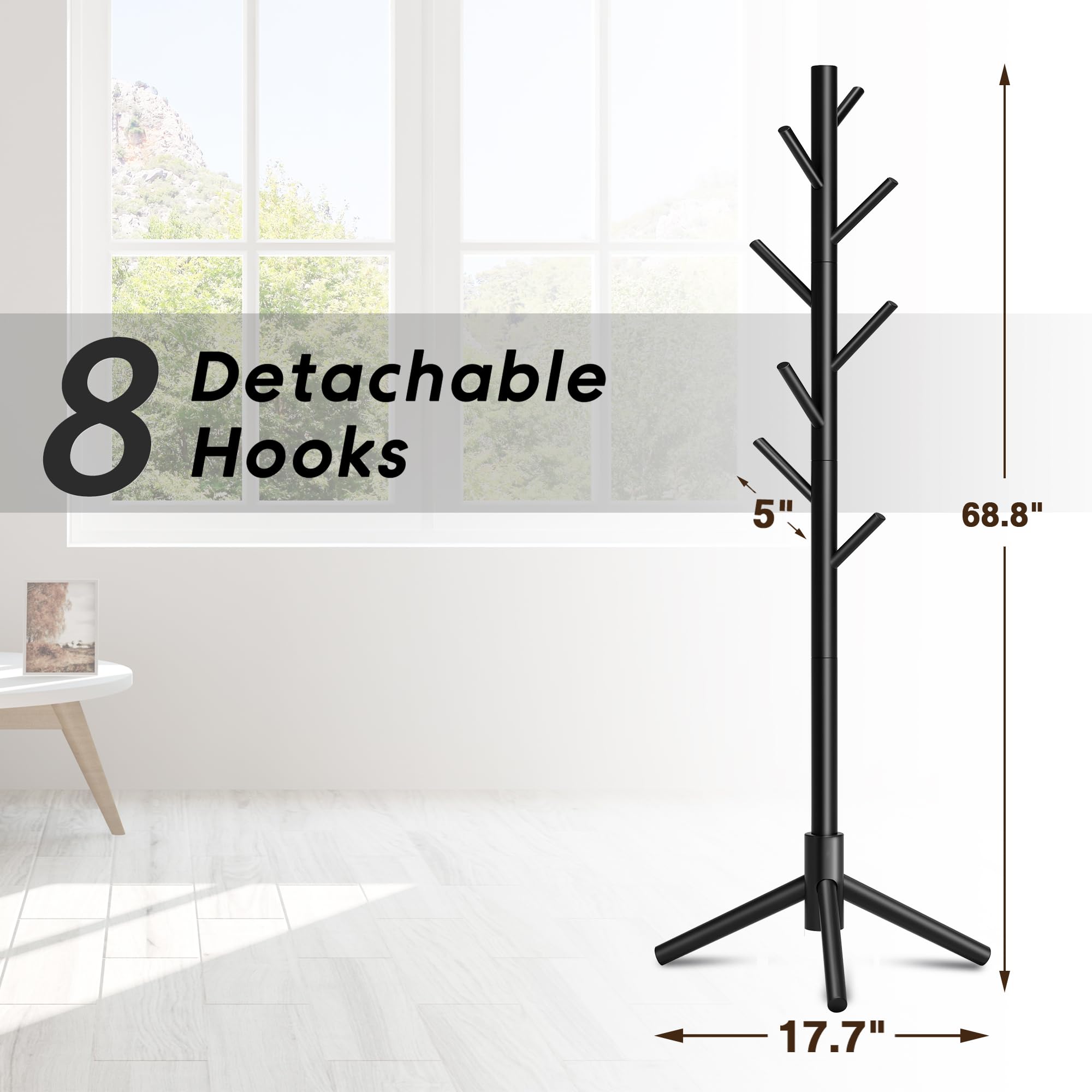 Azaeahom coat rack triangular base enhances stability on any floor.