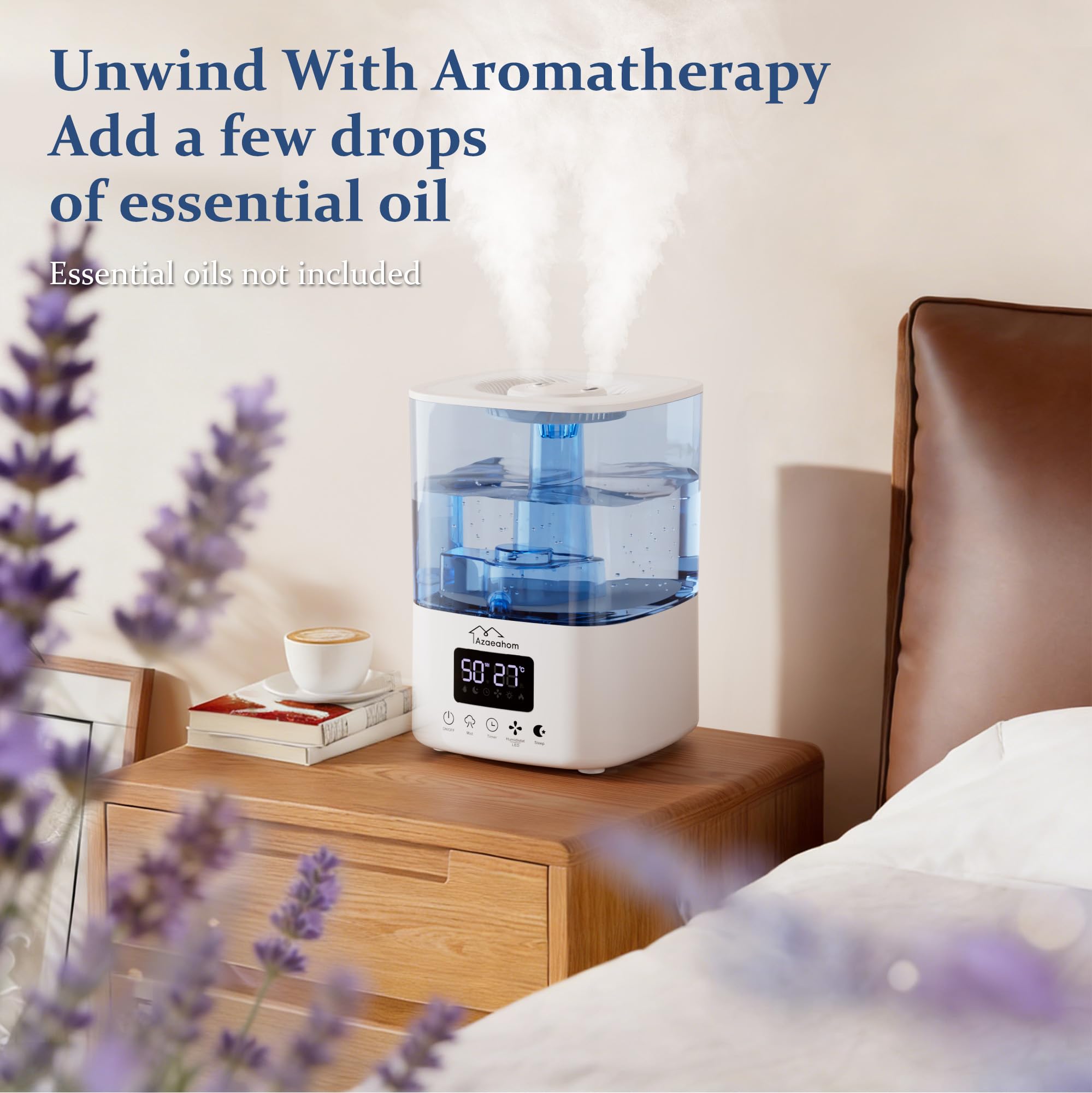Azaeahom humidifier with timer and sleep mode for quiet nights.