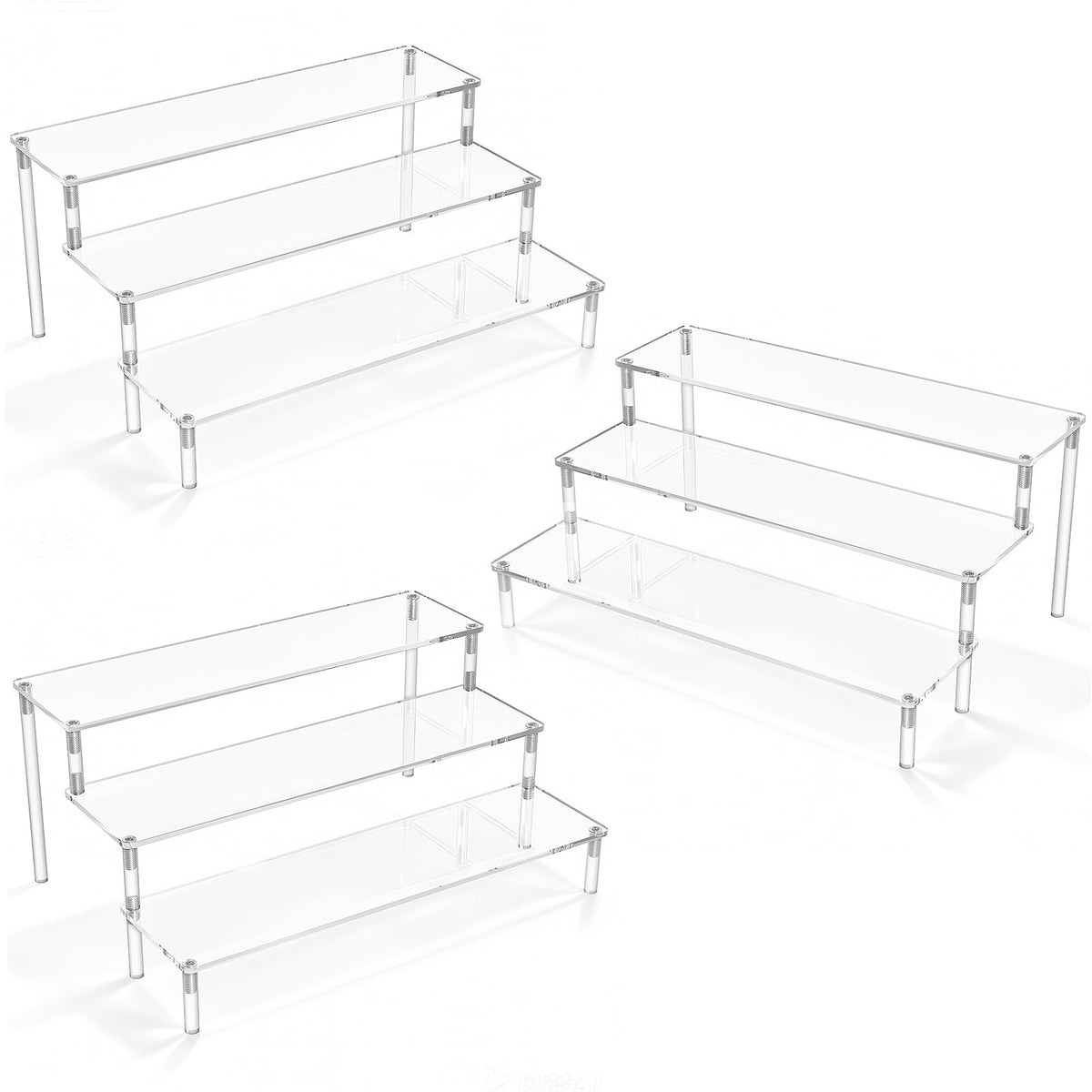 AZEAM acrylic display risers three-tier stand for organized shelves.