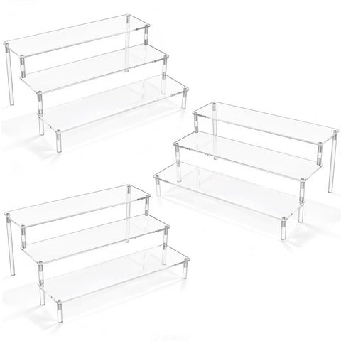 AZEAM acrylic display risers three-tier stand for organized shelves.