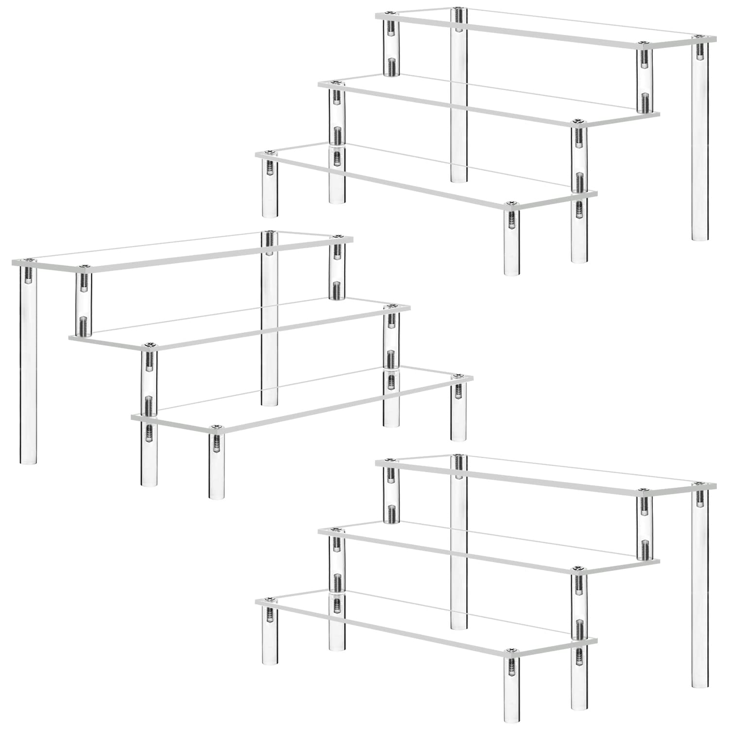 AZEAM acrylic riser 3-tier display stand for clear, organized shelf presentation.