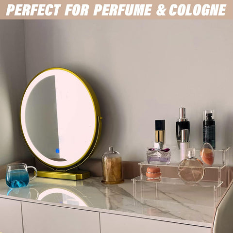 AZEAM cosmetics and vanity items on a sturdy countertop display shelf.