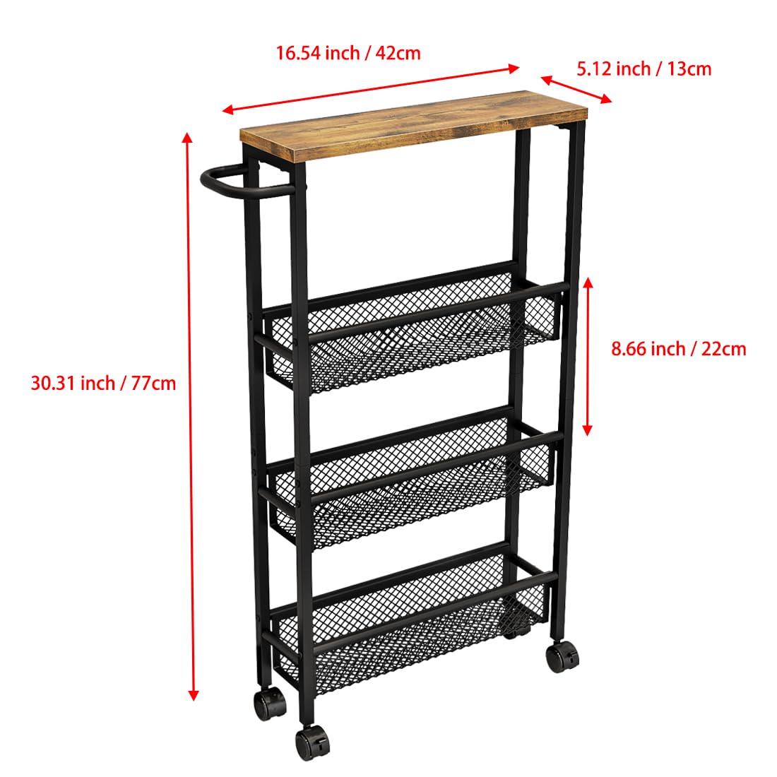 AZERPIAN Slim Rolling Cart assembles quickly with included tools.