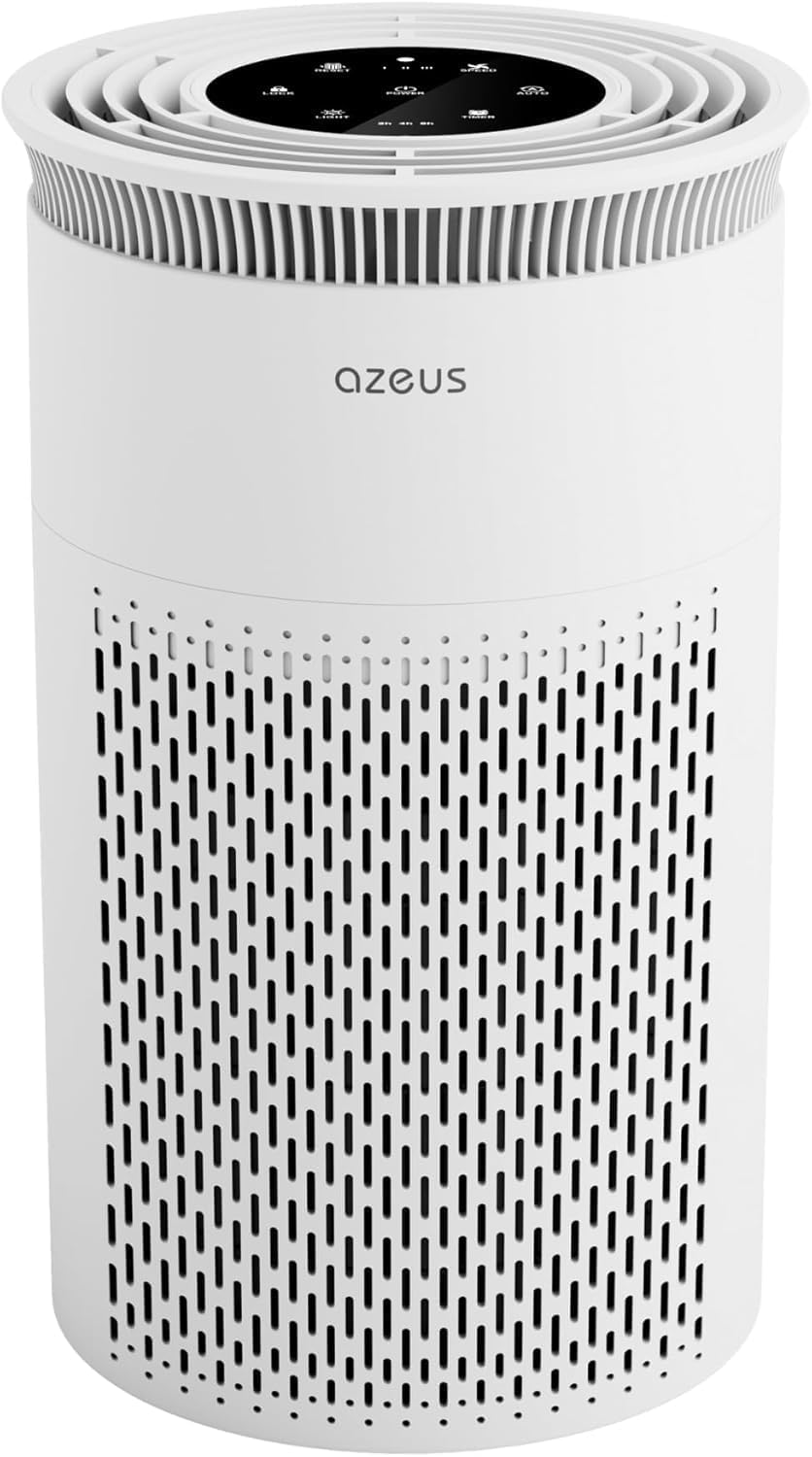 AZEUS air purifier filters dust and pollen to improve room air quality