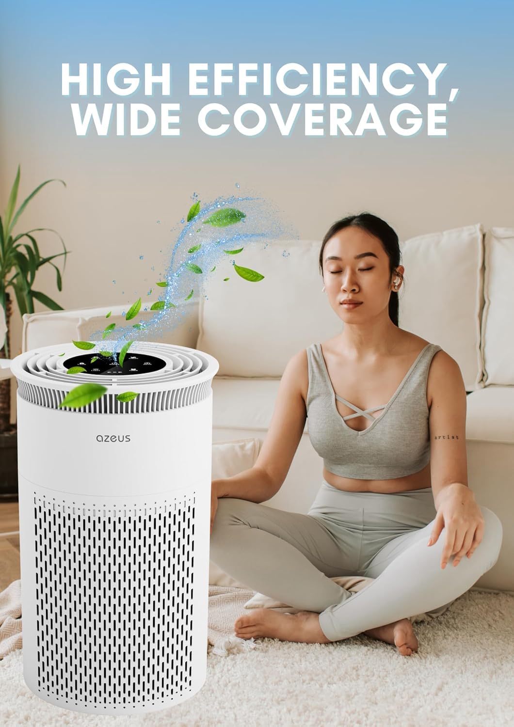 AZEUS filters pet hair and dander, great for pet-friendly homes