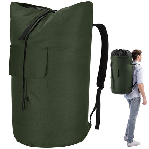 Azhido backpack laundry bag with extended top for easy loading and 115L capacity.