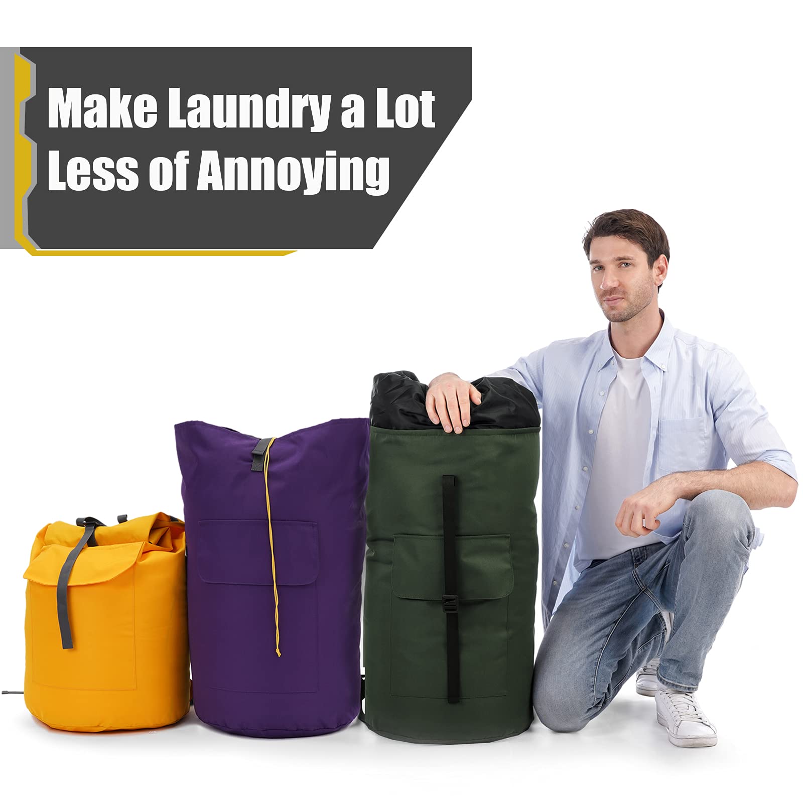 Azhido backpack laundry bag door-hanger loop for convenient storage in a closet.