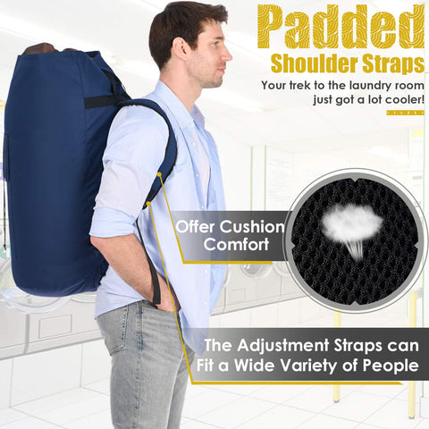Ãzhido backpack laundry bag shoulder straps show padded comfort for easy carrying.