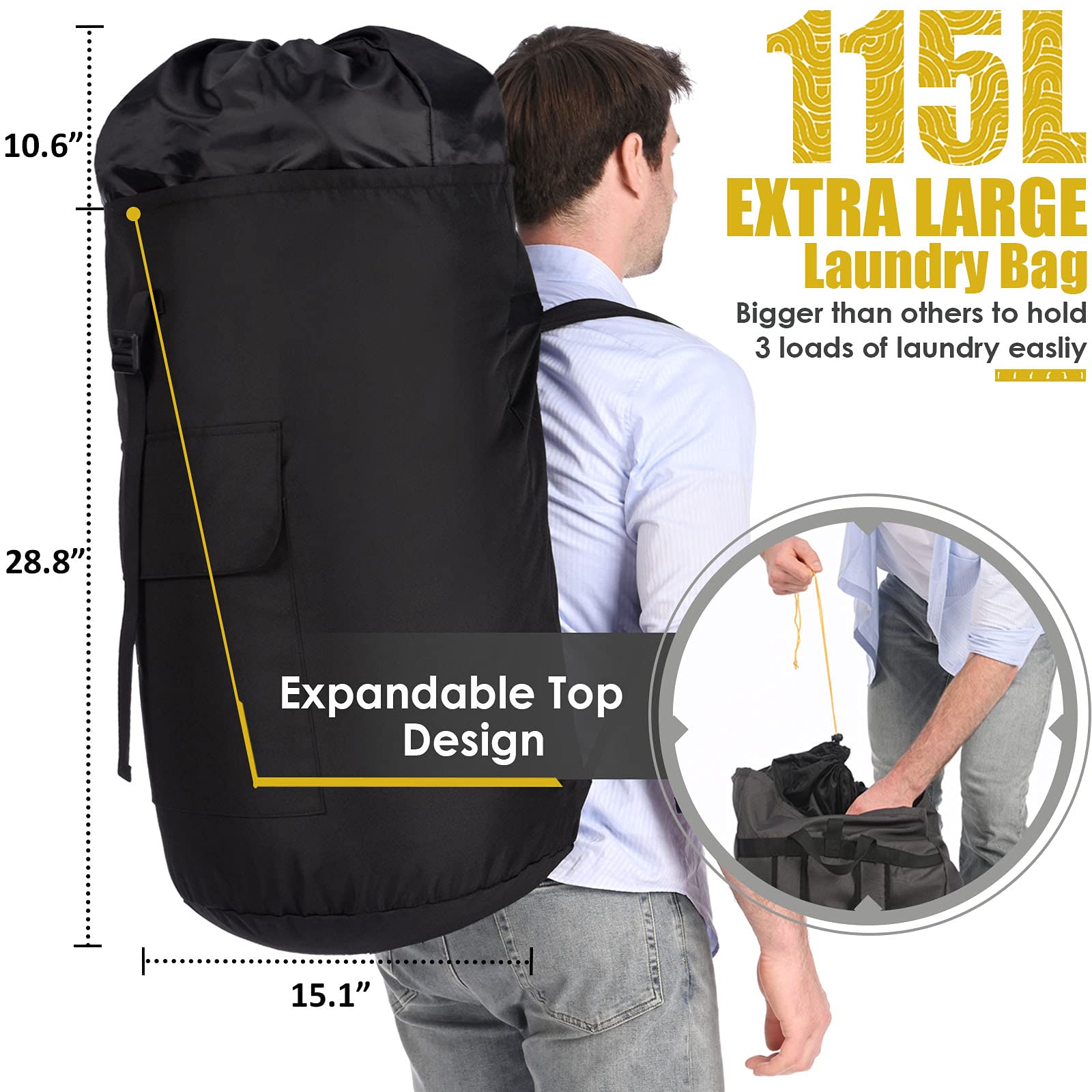 Ãzhido 600D oxford fabric laundry bag designed to resist tearing during transport