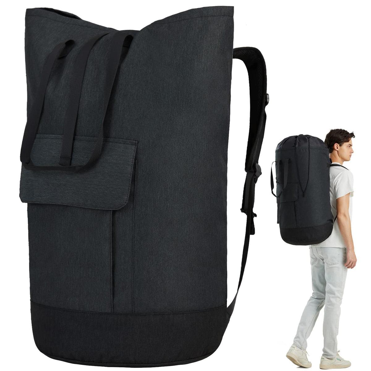 Azhido laundry backpack extendable top expands capacity for large loads