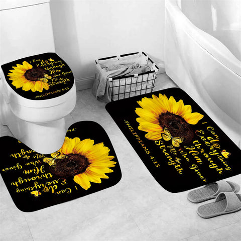 AZHM toilet lid cover complements the sunflower theme with soft comfort.