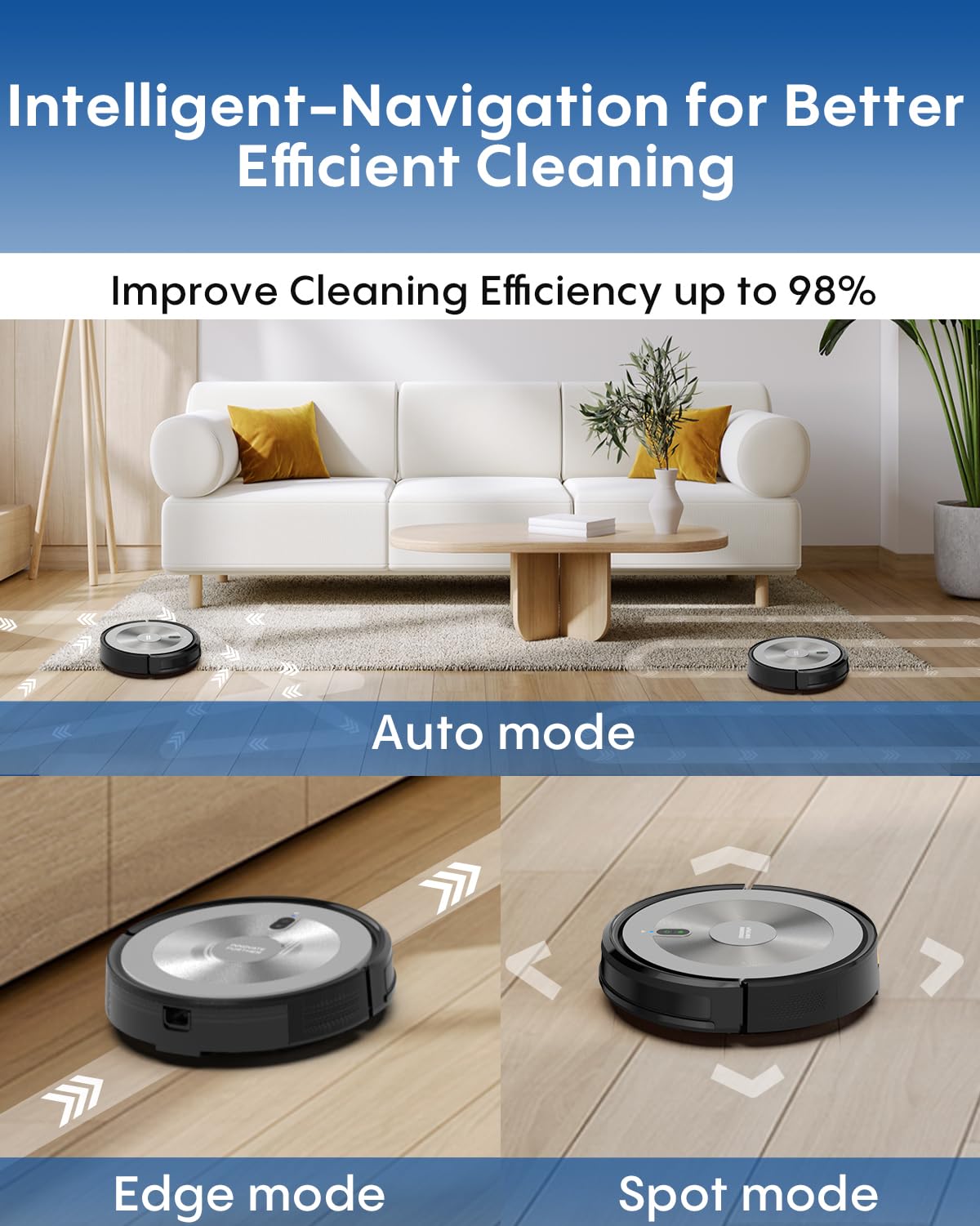AZQQ robot vacuum on hard floor with 5000Pa suction