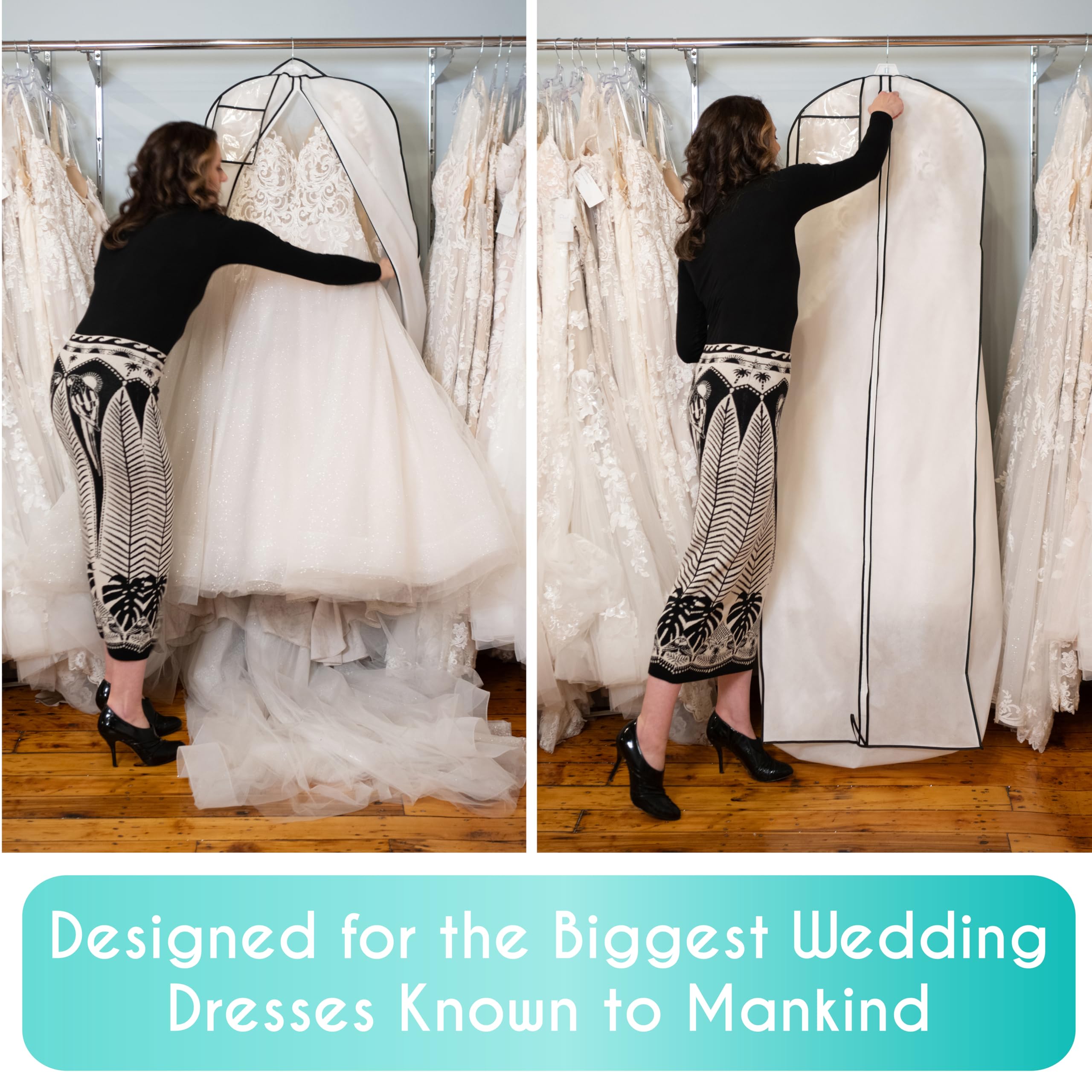 Azure Aster Bridal water-resistant non-woven fabric; durable yet lightweight protection for travel.