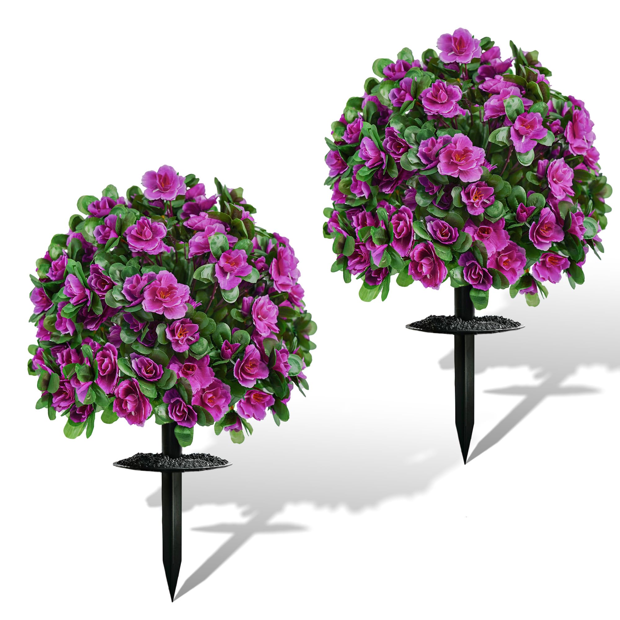 AZXVT rose purple outdoor topiary ball with ground spike for instant garden setup.