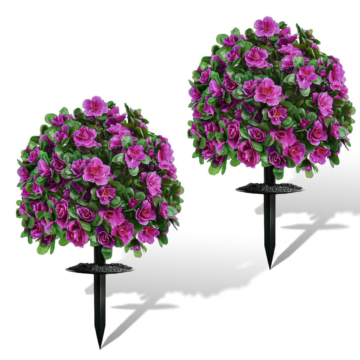 AZXVT rose purple outdoor topiary ball with ground spike for instant garden setup.