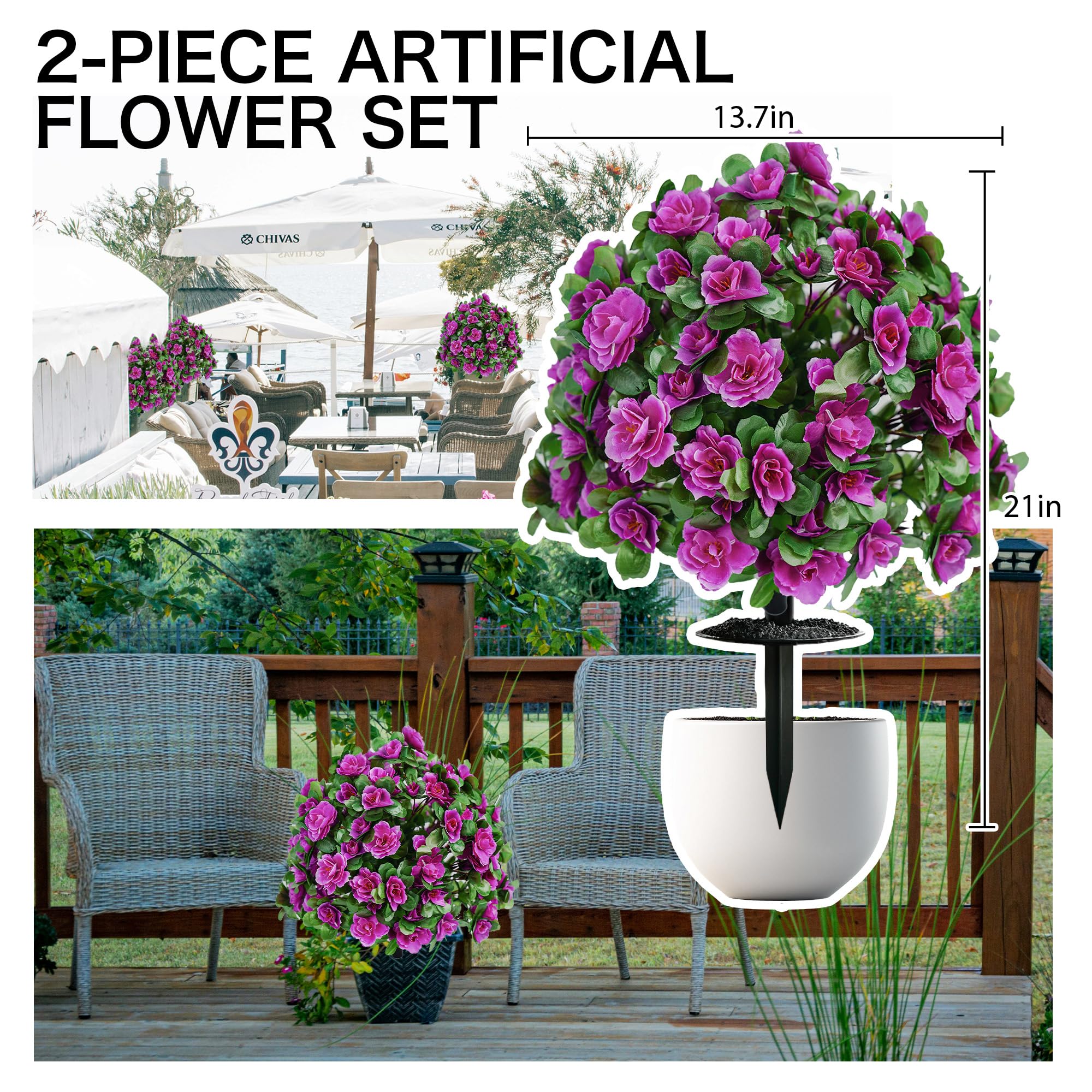 AZXVT realistic outdoor flowers with UV-resistant petals for year-round color.