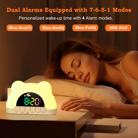 Azyh alarm clock with dual alarms and flexible scheduling options.
