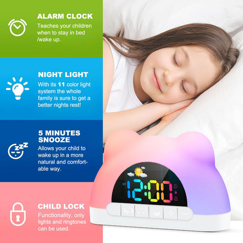 Azyh alarm clock red night light supports bedtime routine cues.