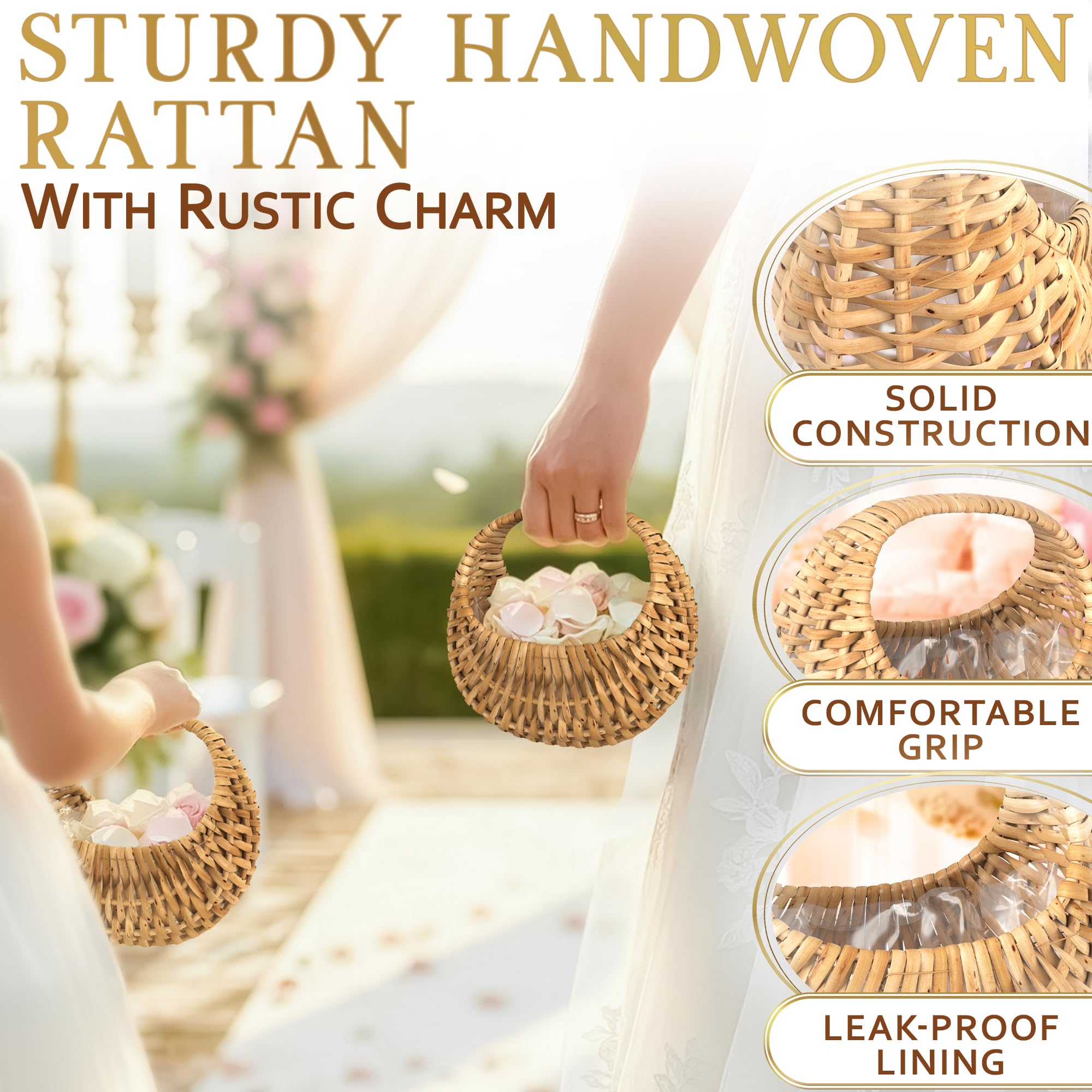 AZZORI rattan woven design enhances rustic wedding decor