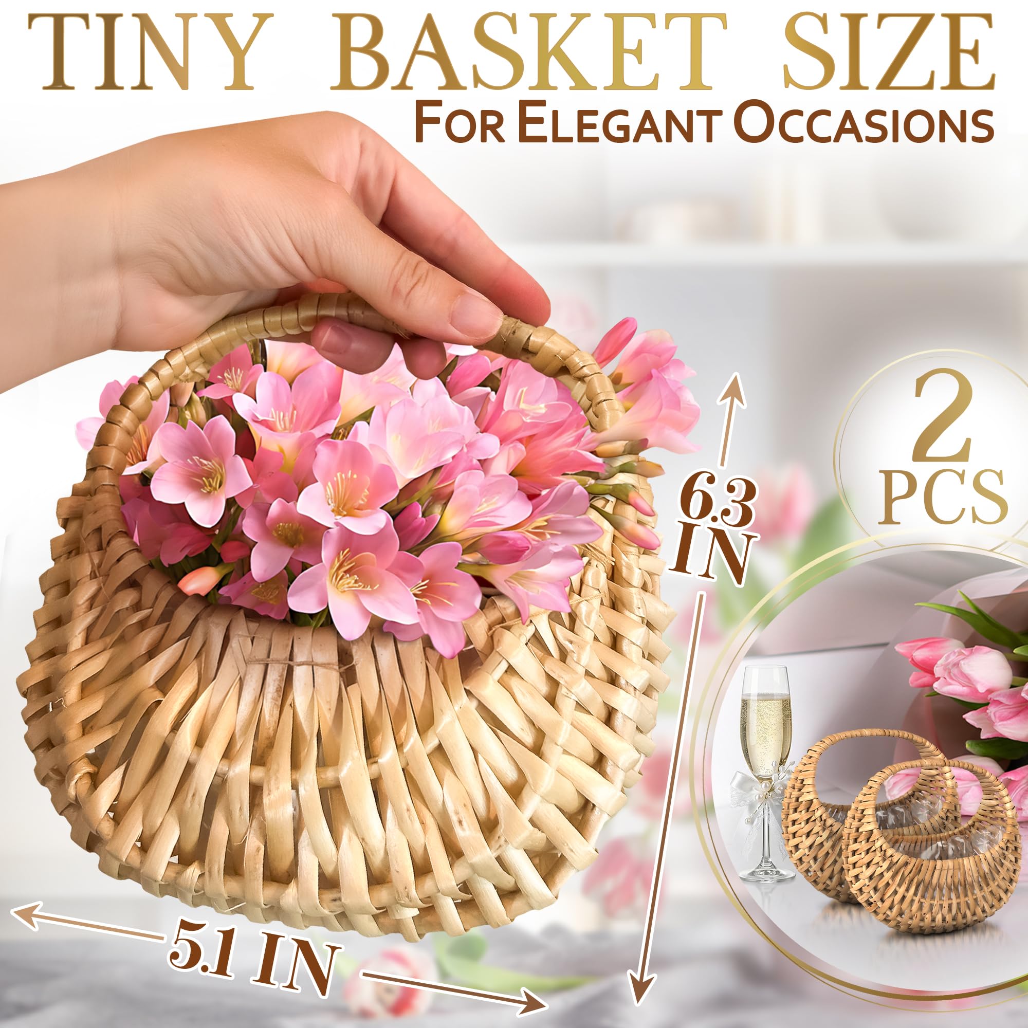 AZZORI wicker flower basket with liner keeps petals neat and clean