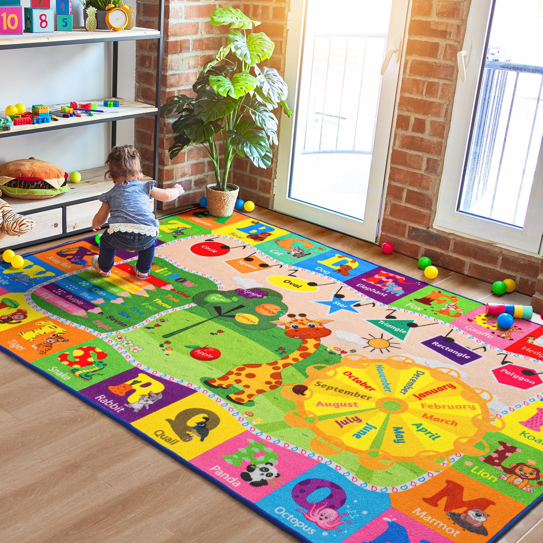 B BENRON abc-alphabet-animals rug for playful learning and engagement.