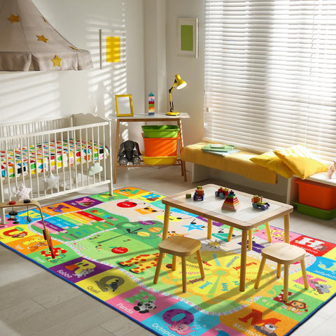 B BENRON learning-rug months colors shapes for cognitive exploration.