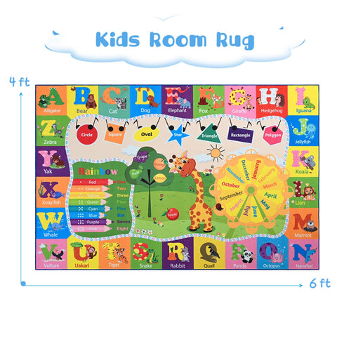 B BENRON vibrant colors kids rug adds a cheerful learning space.