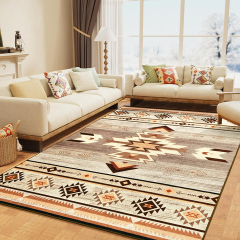 B BENRON Western Rug with distressed pattern enhances living room ambiance and durability.