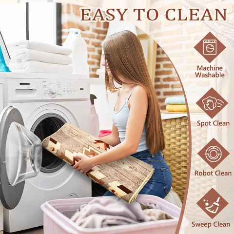 B BENRON low-pile rug cleans easily with vacuuming or spot cleaning.