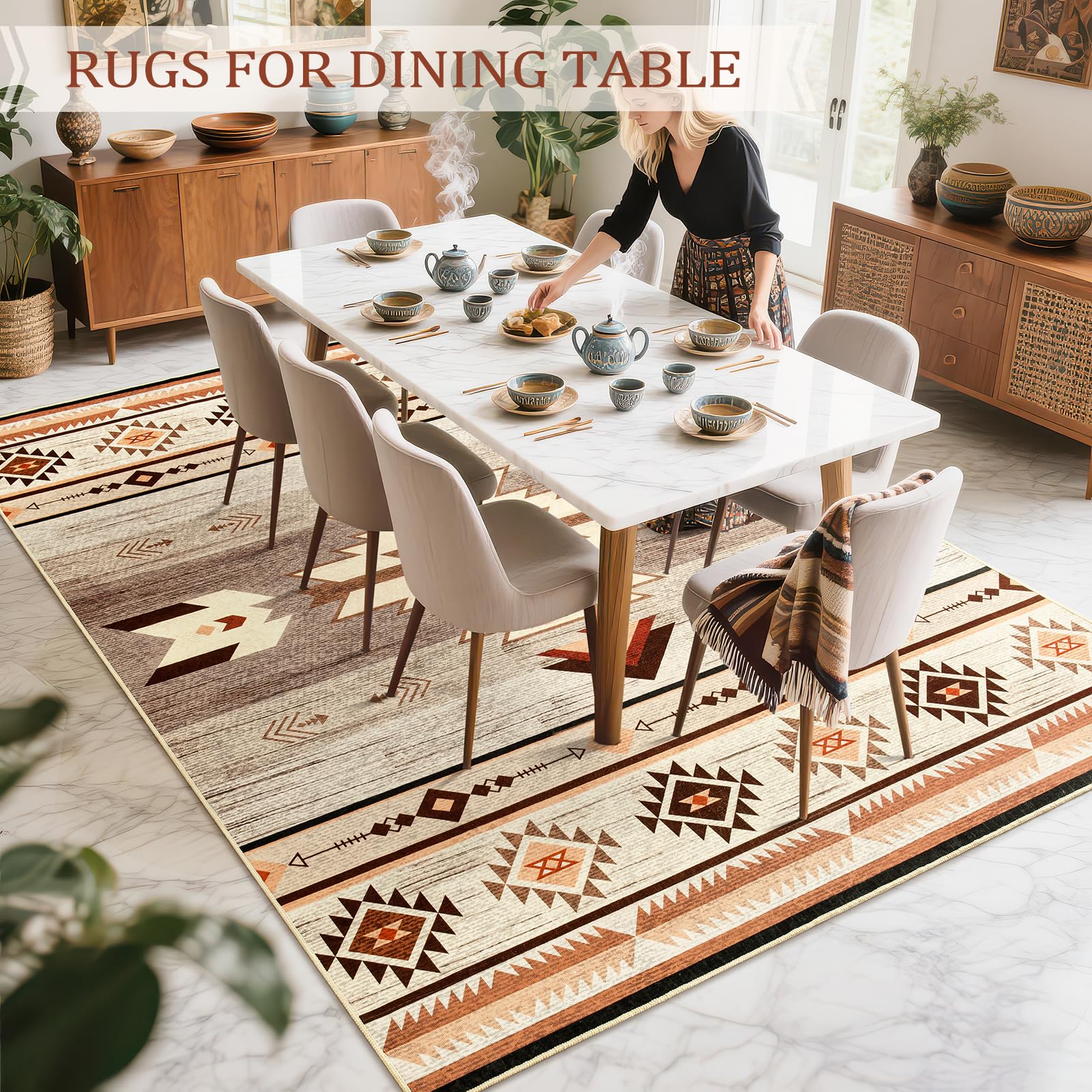 B BENRON rug with non-slip backing helps keep it in place in high-traffic rooms.