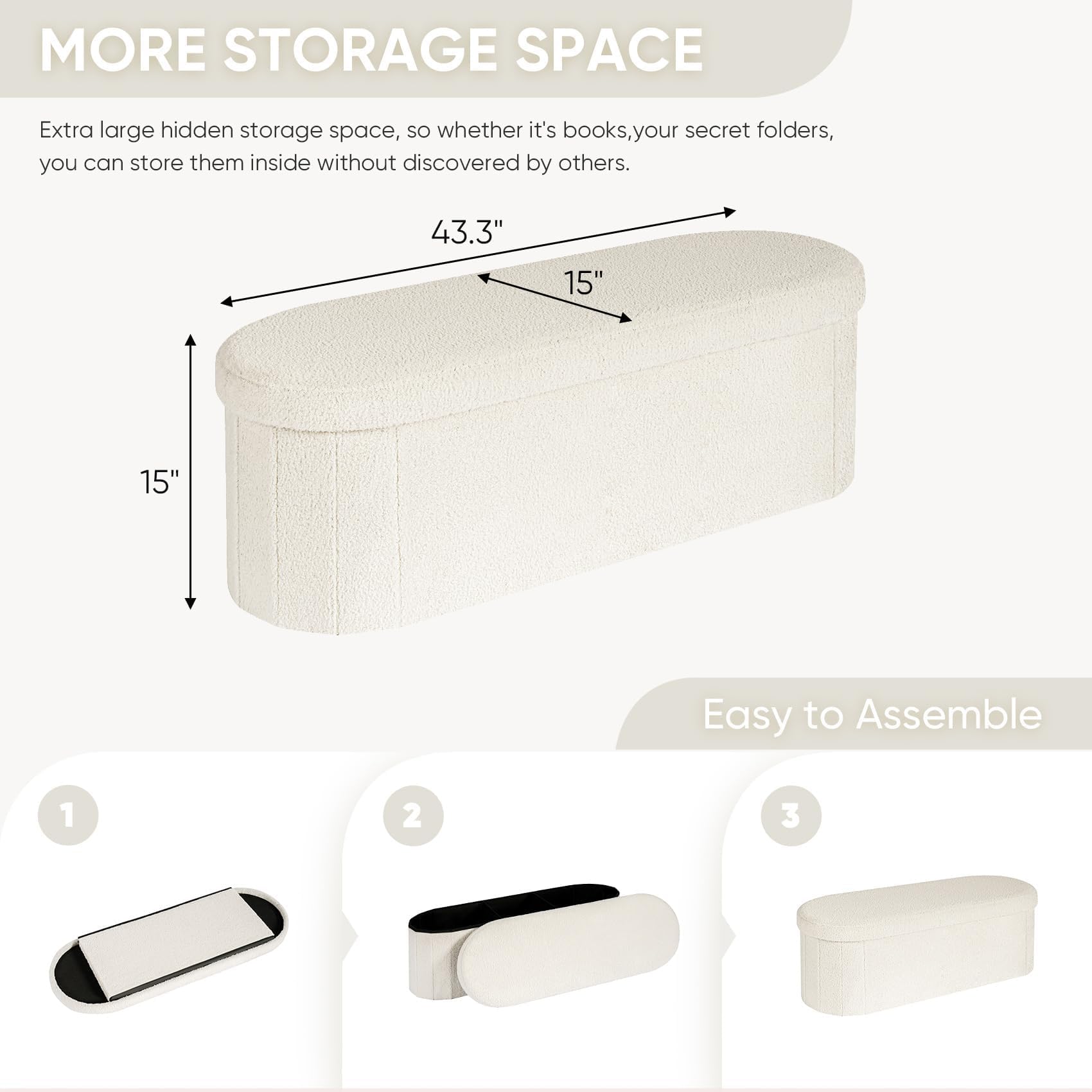 B FSOBEIIALEO teddy fabric seat provides comfortable seating.