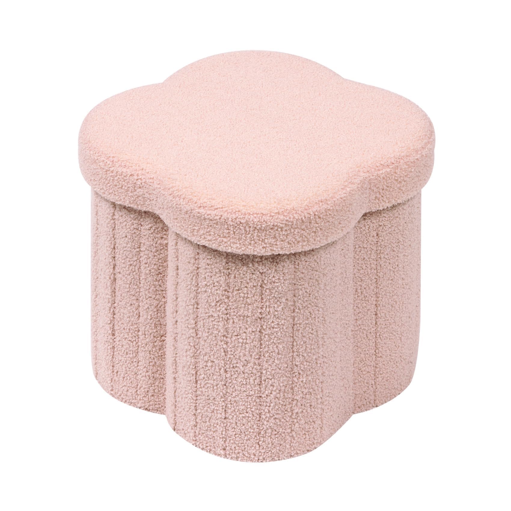 B FSOBEIIALEO flowers ottoman front view with decorative shape and hidden storage.