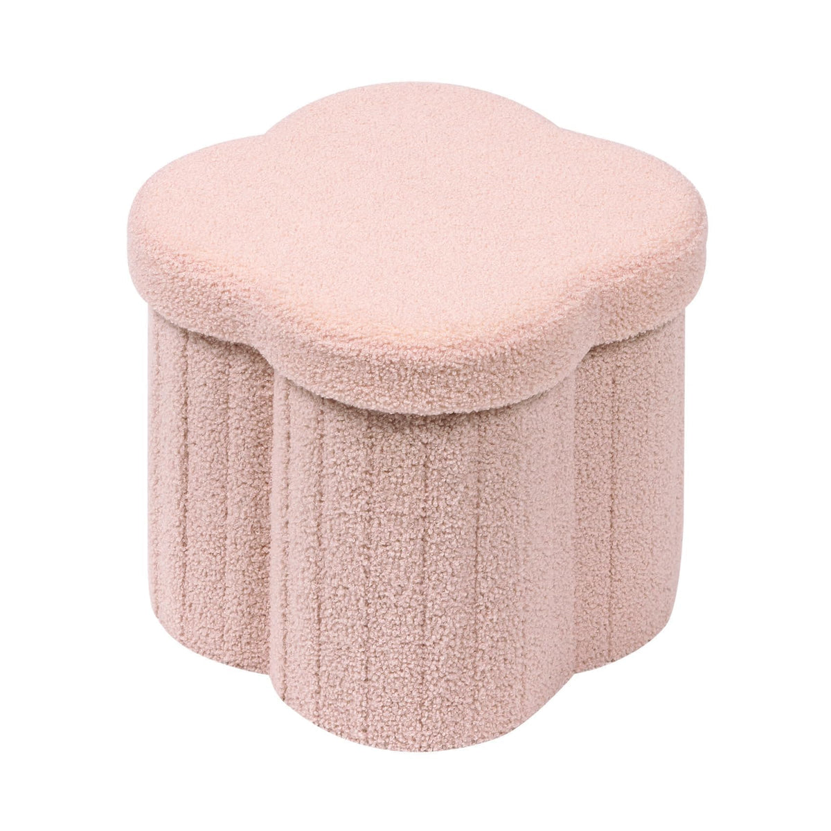 B FSOBEIIALEO flowers ottoman front view with decorative shape and hidden storage.