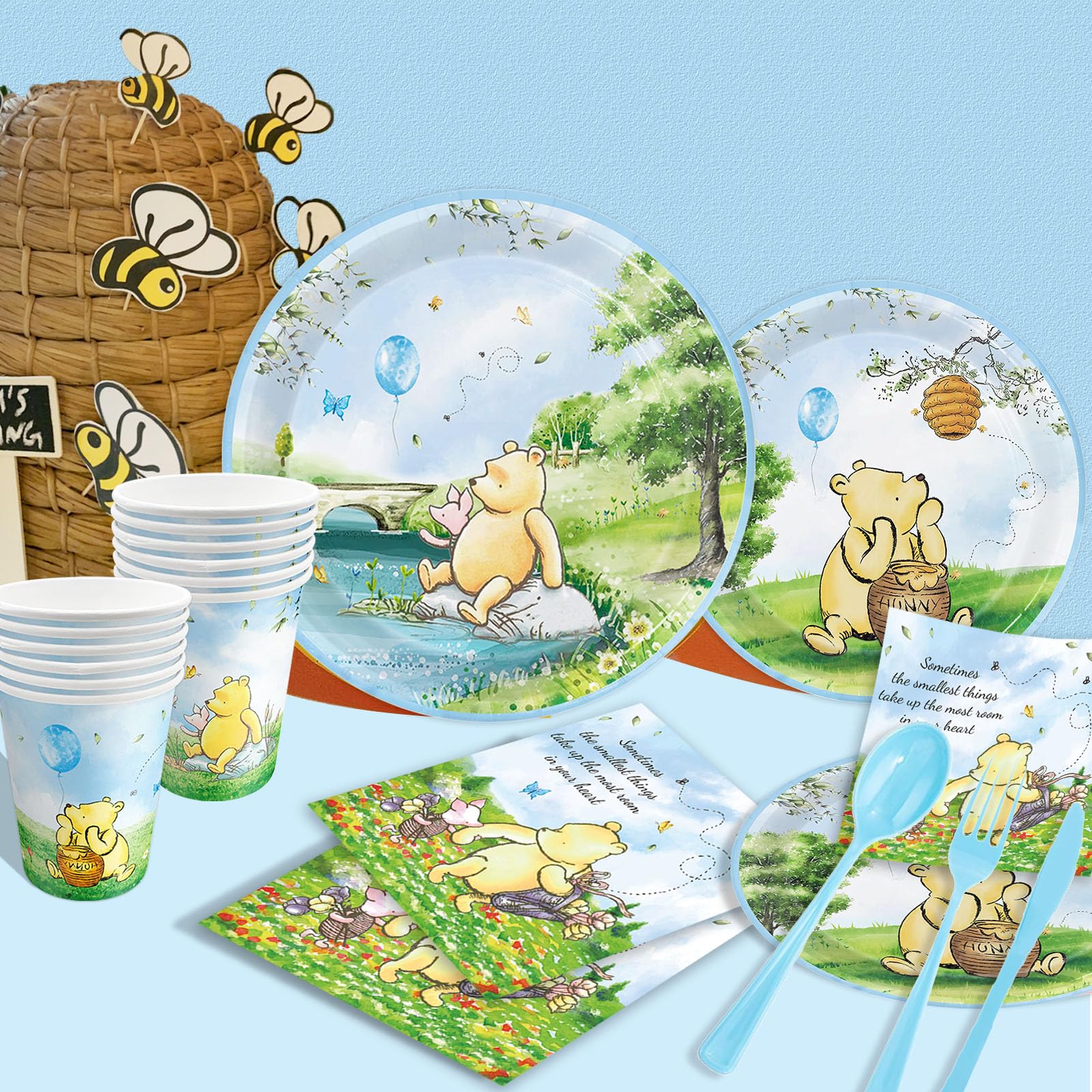 B4b3e Winnie Bear cutlery set for quick cleanup