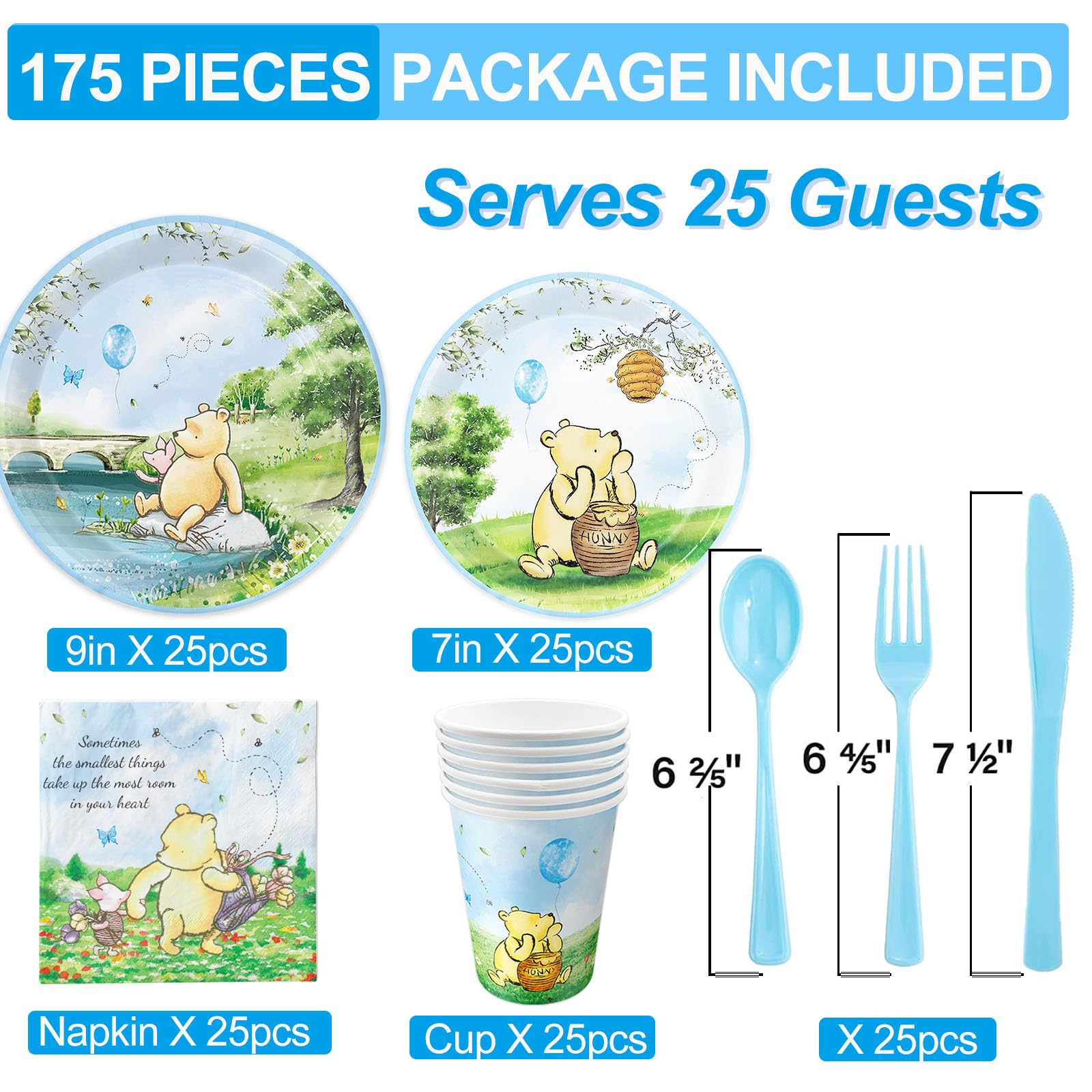 B4b3e Winnie Bear 7-inch dessert plates for festive servings