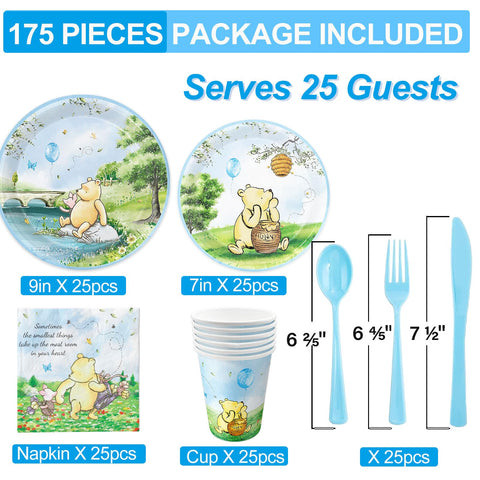 B4b3e Winnie Bear 7-inch dessert plates for festive servings
