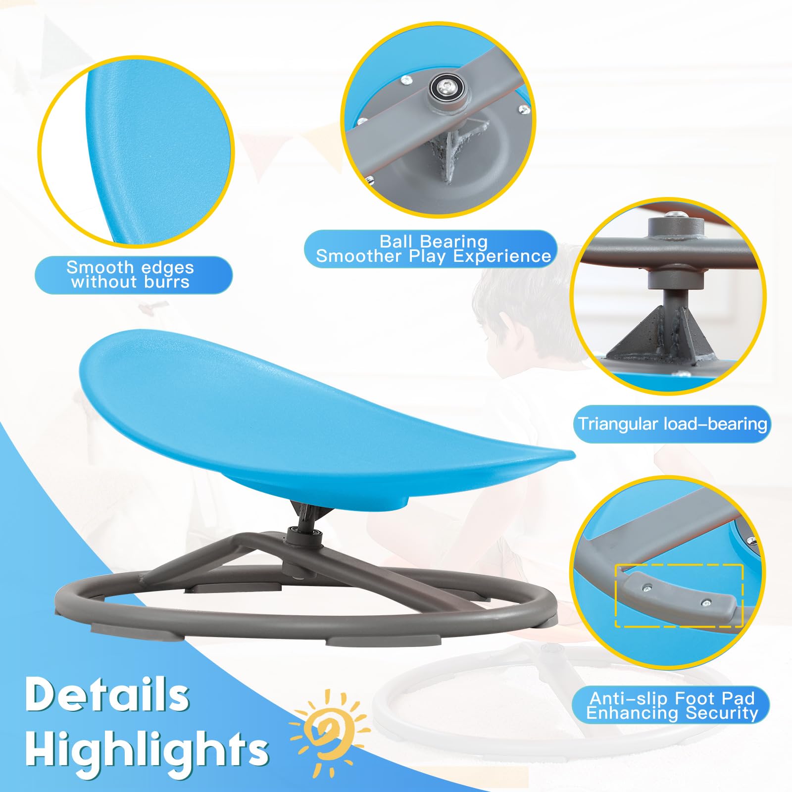 BABAMU Spinning Chair blue durable base designed for daily use.