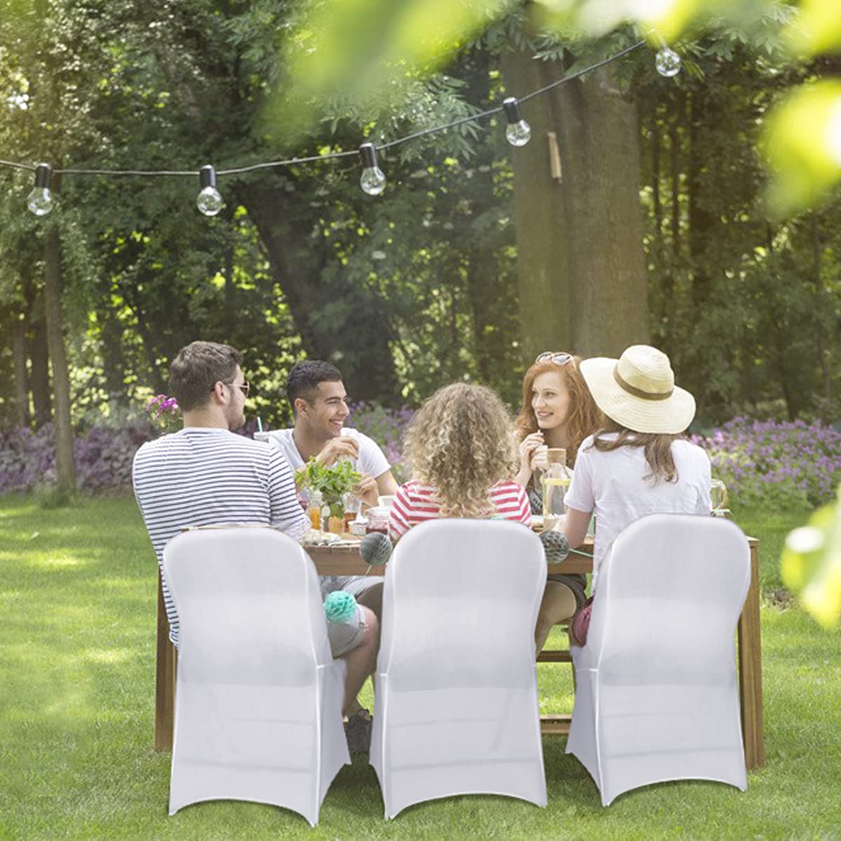 Babenest wedding setup with white covers accenting tables