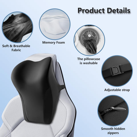 Breathable removable cover on BABUR headrest pillow keeps it fresh