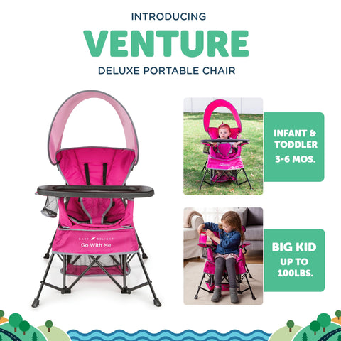 Baby Delight Go With Me Venture Chair pink 5-point harness keeps baby secure