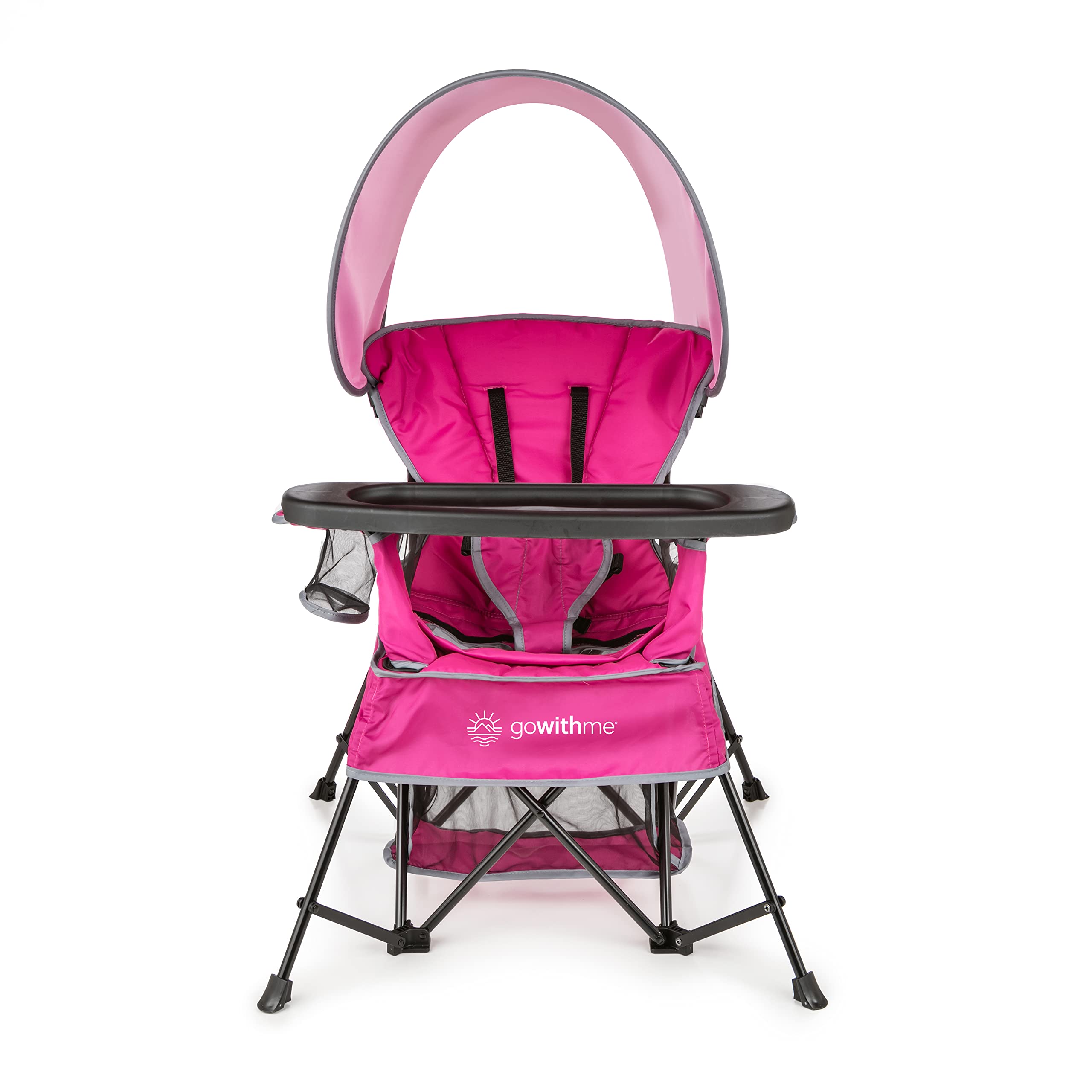 Baby Delight Go With Me Venture Chair pink folded for easy carry and travel