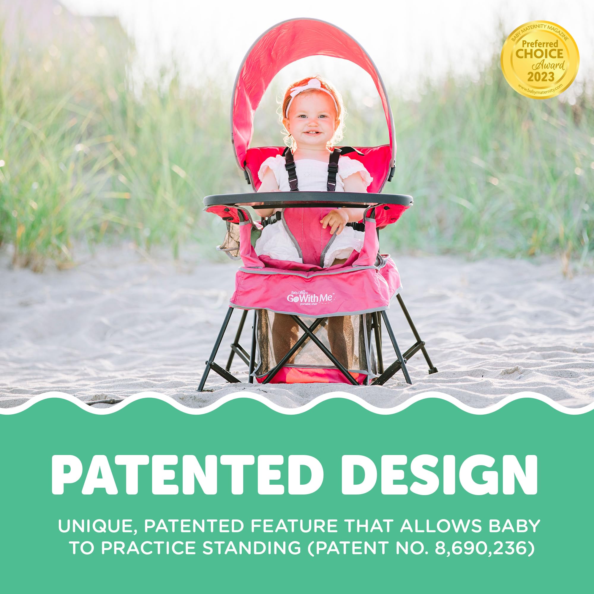 Baby Delight Go With Me Venture Chair pink removable snack tray in use